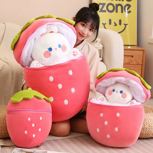 Hidden Surprise Zip Strawberry Plushie