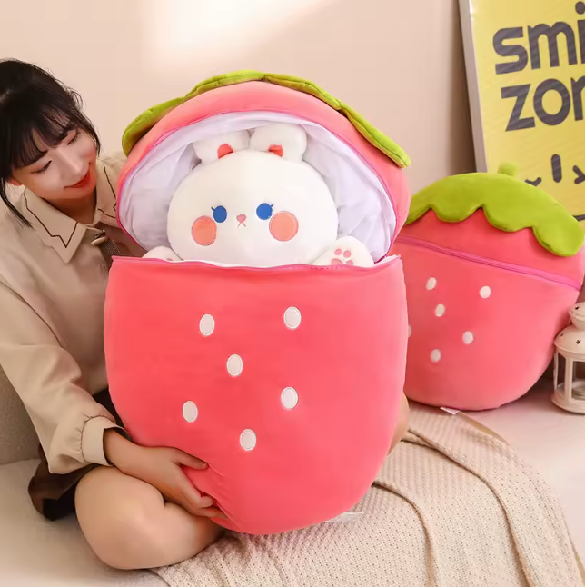 Hidden Surprise Zip Strawberry Plushie